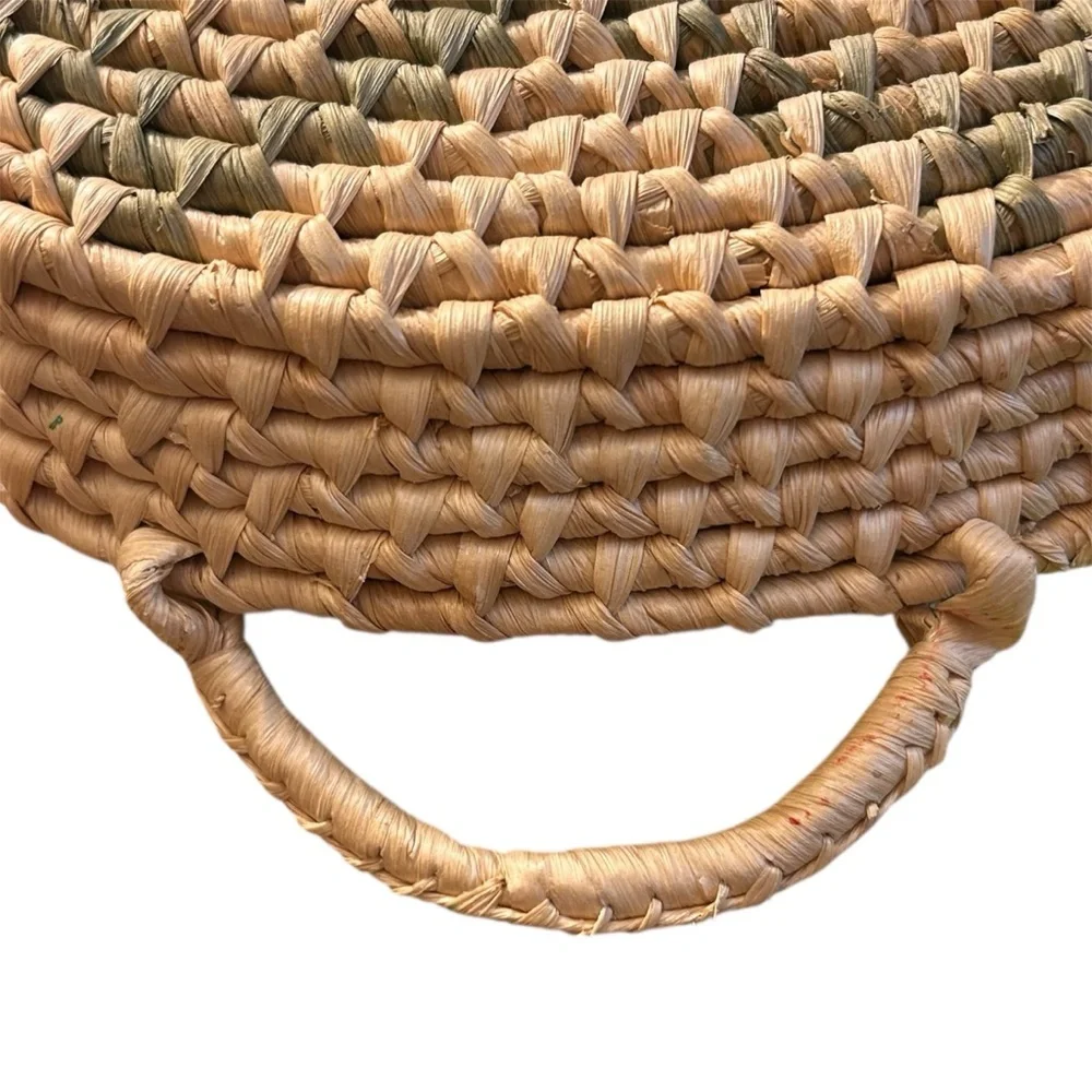 Handwoven Grass Basket Tray Natural Colors Beach Wall Table Decor